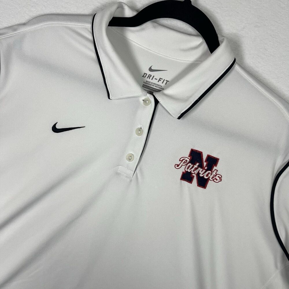 Nike Dri-FIT Polo Shirt 3XL White Black Piping N Patriots Embroidered Golf Men's